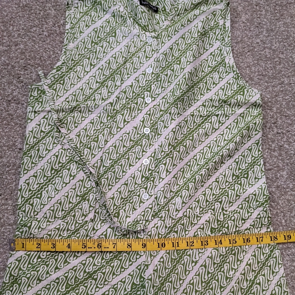 Batik Melati cinch waist sleeveless button jumpsuit olive green - Picture 14 of 16